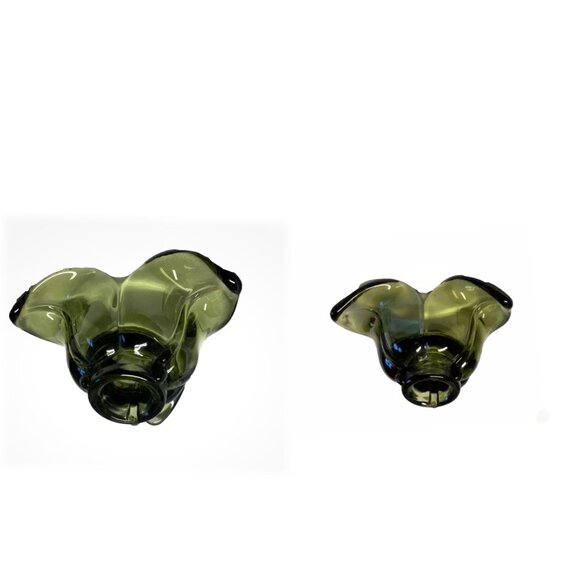 Vintage Duncan Miller Glass Candle Holders Flower Shaped - Picture 3 of 6